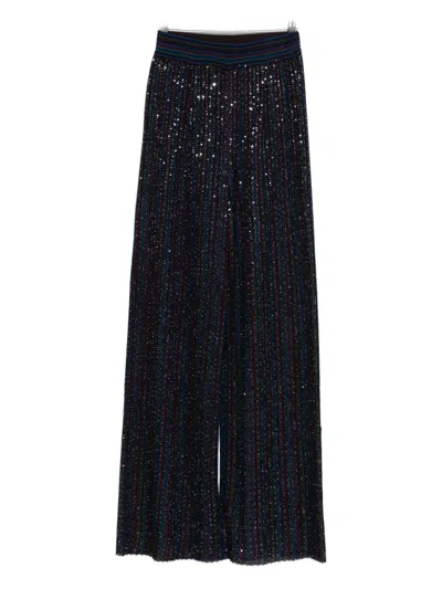 Missoni Wide-leg High Waist Striped Sequin Trousers In Black