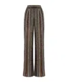 Missoni Wide-leg Striped Trousers With Textured Metallic Finish In Brown