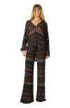 Missoni Trousers In Viscose Lamé Arabesque Motif In Brown