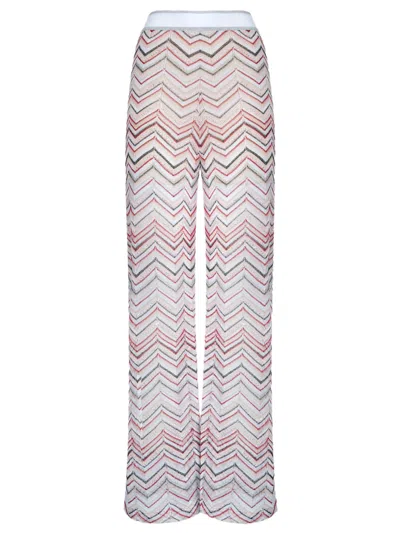 Missoni Trousers In Zigzag Knit In White
