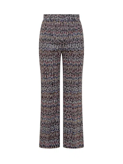 Missoni Cropped Trousers Viscose Blend Lamé Zig Zag In Multi