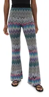 Missoni Zigzag Woven Wool Flared Trousers In Purple, Turquoise, Pink