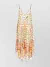 Missoni Tulle Dress With Asymmetrical Hem And Spaghetti Straps In Multi