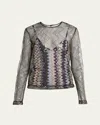 Missoni Tulle Sequined Chevron Double-layer Top In Multicolor Bla