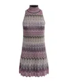 Missoni High-neck Sleeveless Zig-zag Patterned Dress In Gray