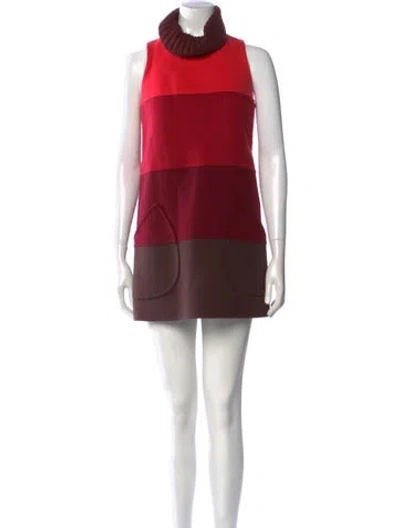 Pre-owned Missoni Turtleneck Mini Dress In Red