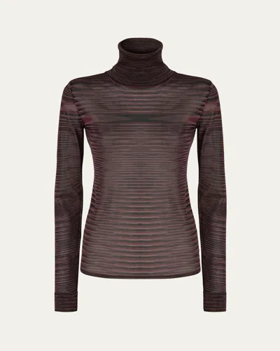Missoni Turtleneck Striped Sweater In Brown