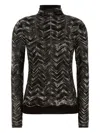 Missoni Chevron Pattern Knit Sweater With Mock Neck In Brown