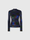 Missoni Turtleneck Sweater With Flame Pattern In Blue