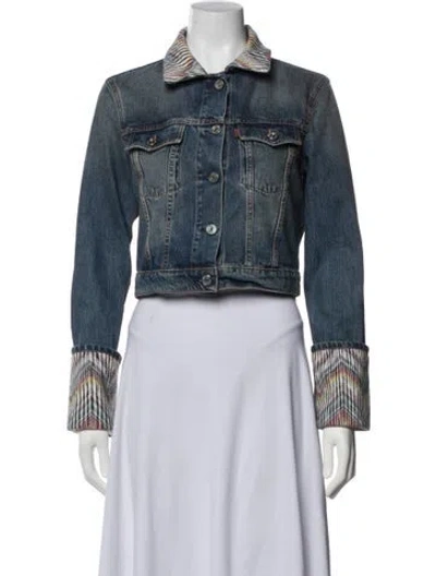 Pre-owned Missoni Tweed Pattern Denim Jacket In Blue