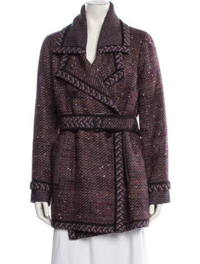 Pre-owned Missoni Tweed Pattern Peacoat In Black/brown/purple