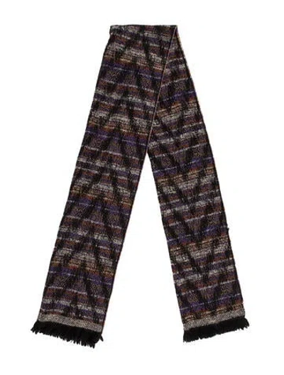 Pre-owned Missoni Tweed Pattern Scarf In Black