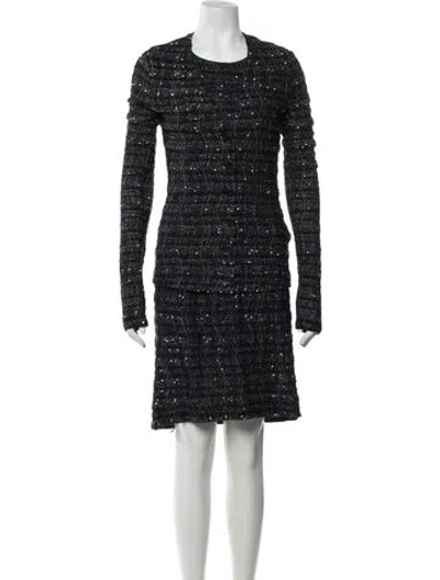 Pre-owned Missoni Tweed Pattern Sequin Embellishments Dress Set In Black