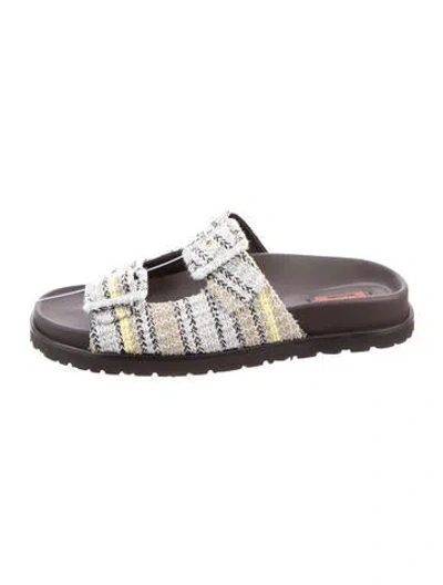 Pre-owned Missoni Tweed Pattern Slides In Brown