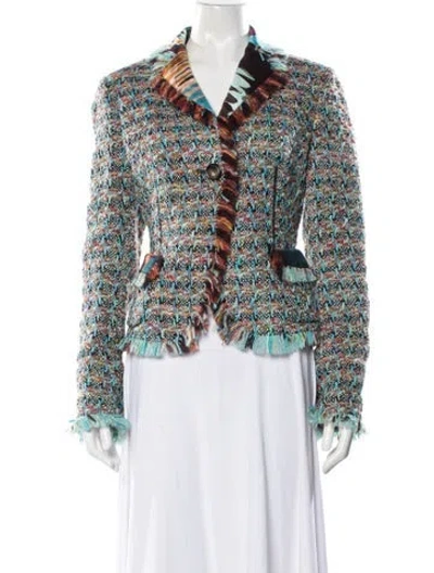 Pre-owned Missoni Tweed Tweed Pattern Jacket In Blue