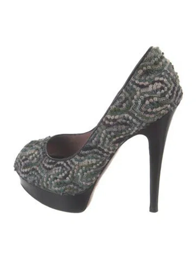 Pre-owned Missoni Tweed Tweed Pattern Pumps In Green