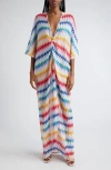 Missoni Twisted Metallic Crochet-knit Kaftan In Multicolor White Base