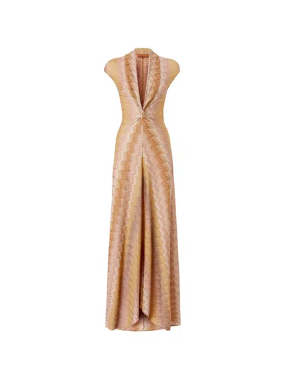 Missoni Twisted Zigzag-pattern Dress In Neutral