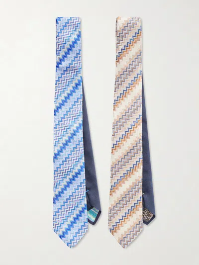 Missoni Two-pack 7cm Silk-jacquard Tie In Multi