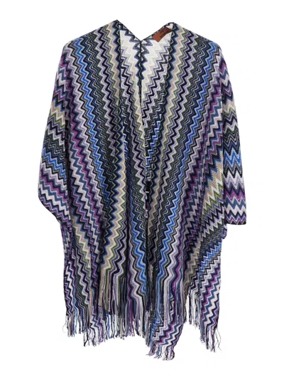 Missoni Unisex Wool & Polyester Cape With Scarf Collar In Multi