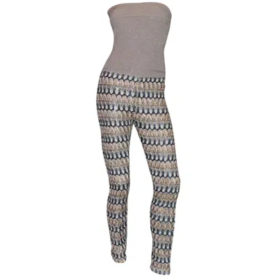 Pre-owned Missoni Unworn  Metallic Crochet Knit Bandeau Jumpsuit Playsuit Pants S In Gray