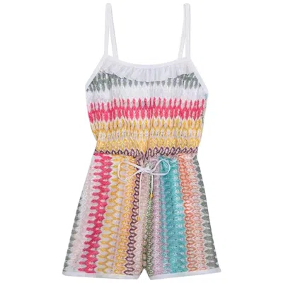 Pre-owned Missoni Unworn  Ruched Crochet Knit Playsuit Romper Mini Jumpsuit Overall 40 In Sand