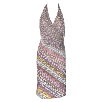 Pre-owned Missoni Unworn  Signature Chevron Zigzag Knit Wrap Dress S/m In Gray