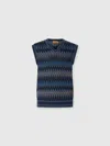 Missoni V-neck Vest With Zigzag Pattern In Blue