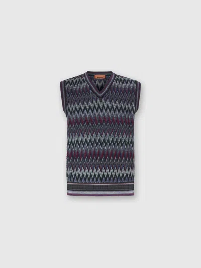 MISSONI V-AUSSCHNITT-WESTE MIT ZICKZACKMUSTER