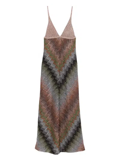 Missoni V-neck Chevron Maxi Dress In Multi