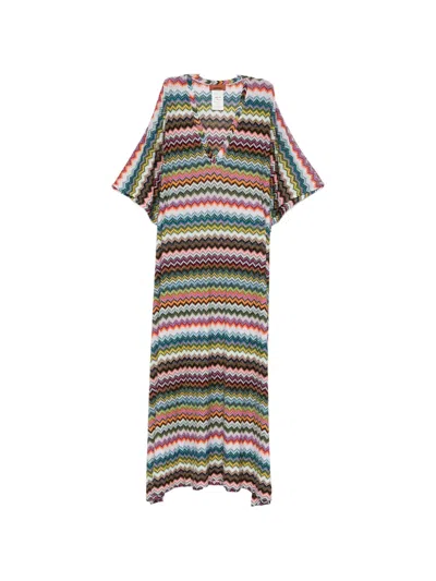 Missoni V-neck Chevron Maxi Dress In Multi