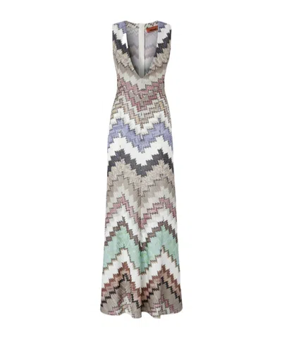 Missoni Striped Metallic Crochet-knit Maxi Dress In Multi