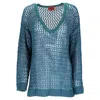 Shop Missoni V-neck Knit Sweater In Turquoise Rayon In Blue