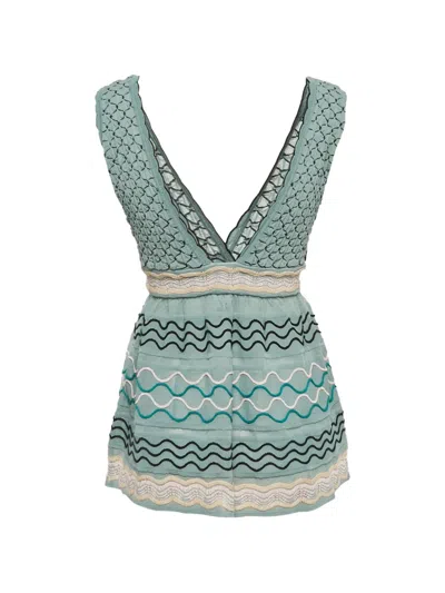 Pre-owned Missoni V-neck Knitted Top In Blue
