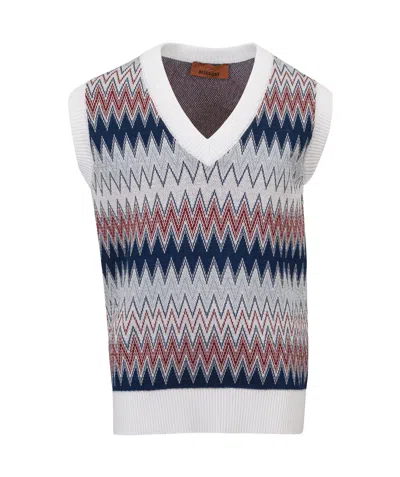Missoni V-neck Knitted Vest In Gray