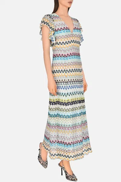 Missoni V-neck Long Dress In Multi