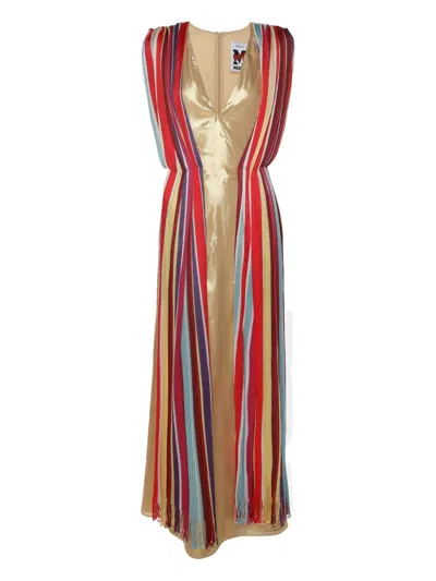 Pre-owned Missoni V-neck Maxi Dress In Gold