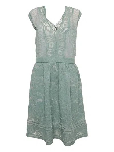 Pre-owned Missoni V-neck Mini Dress In Blue