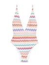 Missoni Zigzag-pattern Cross-back Swimsuit In Black