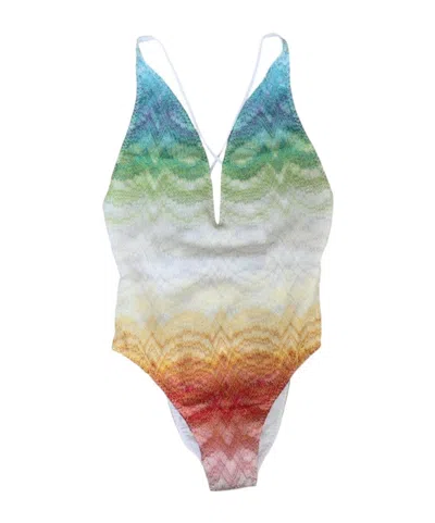 Missoni V-neck One-piece Swimsuit In Multi