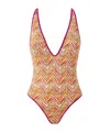 Missoni Reversible One-piece Swimsuit With Print And V-neck In Multicolor