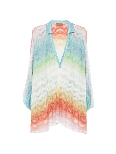 Missoni V-neck Patterned Beach Cover-up In Multi