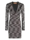 Missoni V-neck Patterned Midi Dress In Gray