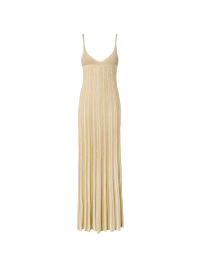 Missoni V-neck Ribbed Maxi Dress In Yellow