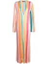 Missoni V-neck Striped Maxi Dress In Pink