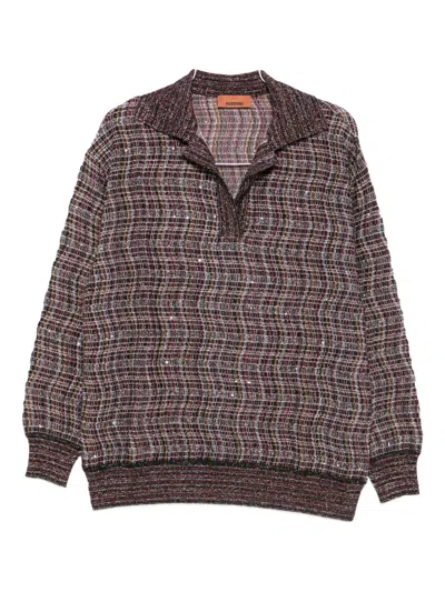 Missoni V-neck Sweater In Brown