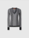 Missoni V-neck Sweater In Wool And Viscose Zig Zag In Black & White