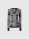 Missoni V-neck Sweater In Wool And Viscose Zig Zag In Black,white