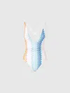 Missoni Shaded Chevron Plunge One-piece Swimsuit In White