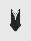 Missoni Zigzag Pattern One Piece Swimsuit In Black,lamé
